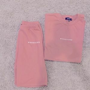 Pink biker shorts set